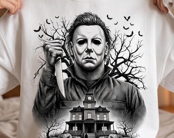Postać z filmu retro Halloween w formacie PNG, projekt sublimacji z filmu grozy, grafika z filmu grozy, Halloween 2026 do pobrania w wersji cyfrowej, przezroczysty PNG