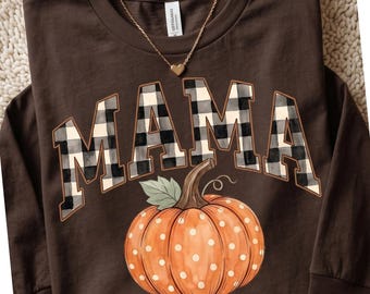 Fall Mama PNG, Pumpkin Season PNG, Gingham Mama Sublimation PNG, Digital Download