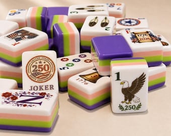 American Mahjong Tiles, USA 250th Anniversary Theme, Waterproof 4-Layer Acrylic