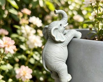 Figura de elefante adorable para maceta, estatua de elefante de resina para jardín, decoración para maceta, adorno de jardín con forma de animal, regalo para jardín