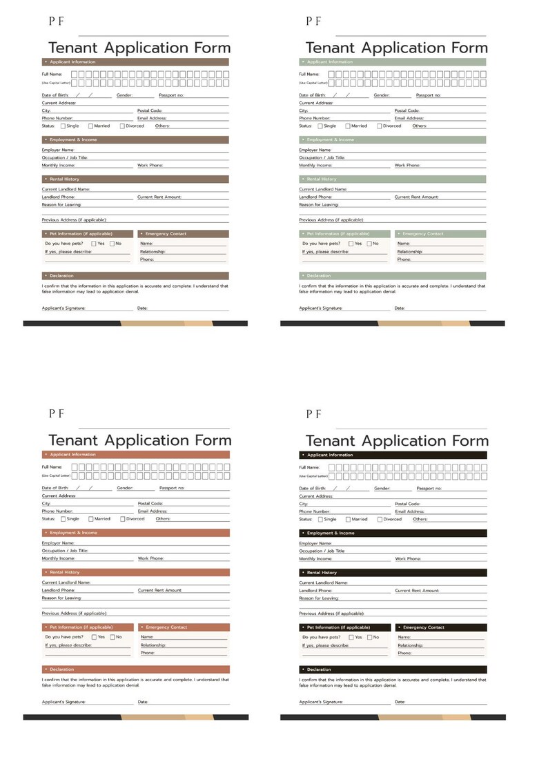 Editable Tenant Application Form Canva Template | Rental Application ...
