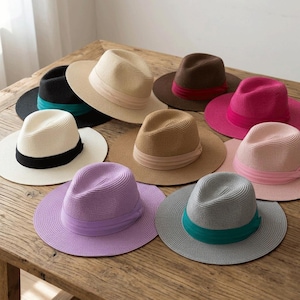 Pink Straw Fedora - Etsy display picture 2