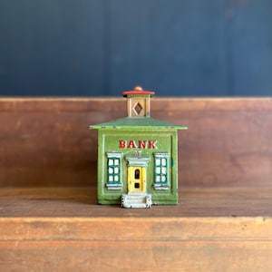 1900s Cast Iron Still Coin Bank | Original Paint Bank Building Coin Safe.