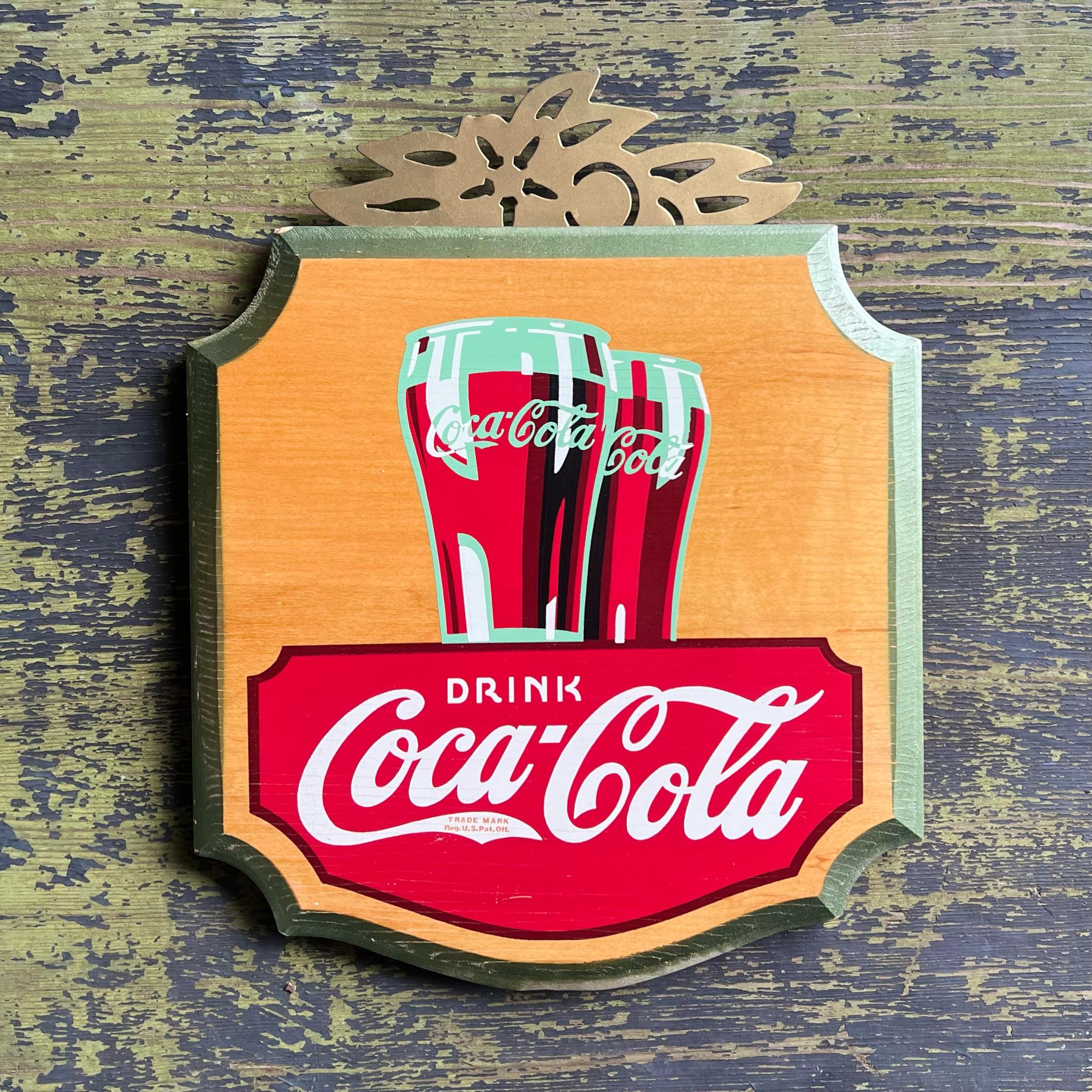 1950s Drink Coca-cola Advertising Sign | Painted Wood With