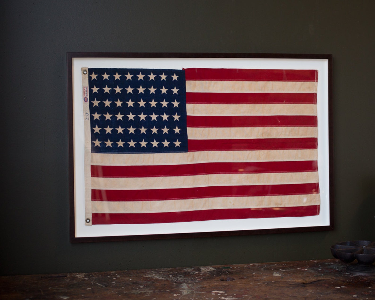 Vintage American Flag / 1940's / Framed Original 48 Star Etsy