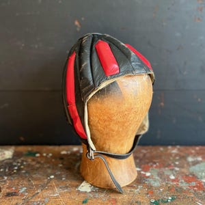 1930s SIC Leather Crash Helmet | Antique French Automotive, Motorcycle & Aviation Racing Helmet With Original Hardware | Size 60