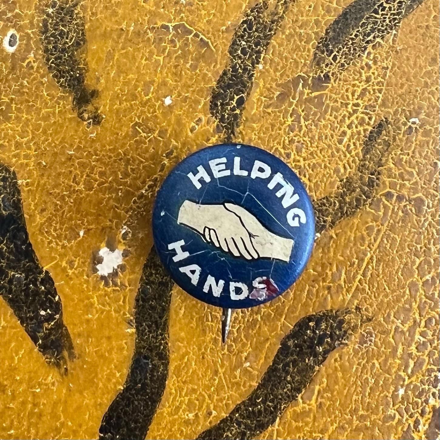 Original Helping Hands Pin Back C. 1930's Volunteer Button With Shaking ...