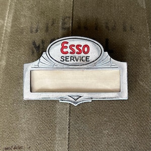 1930s Esso Service Station Name Badge | Standard Oil Of New Jersey Attendant Pin | Original Gas & Oil Advertising