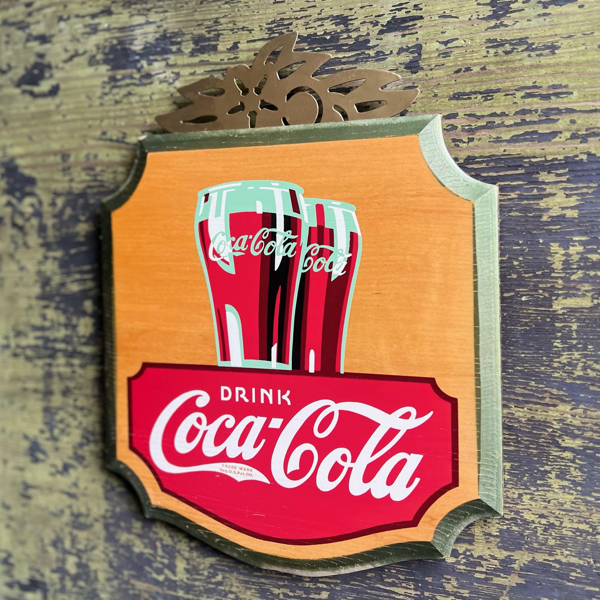 Coca-Cola ビンテージ広告立て看板 1950s Drink Coca-cola Advertising Sign | Painted Wood With