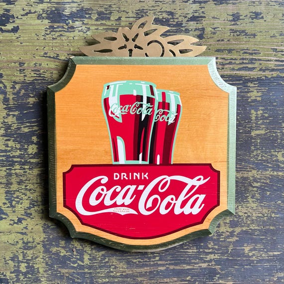 1950s Drink Coca-cola Advertising Sign | Painted Wood With