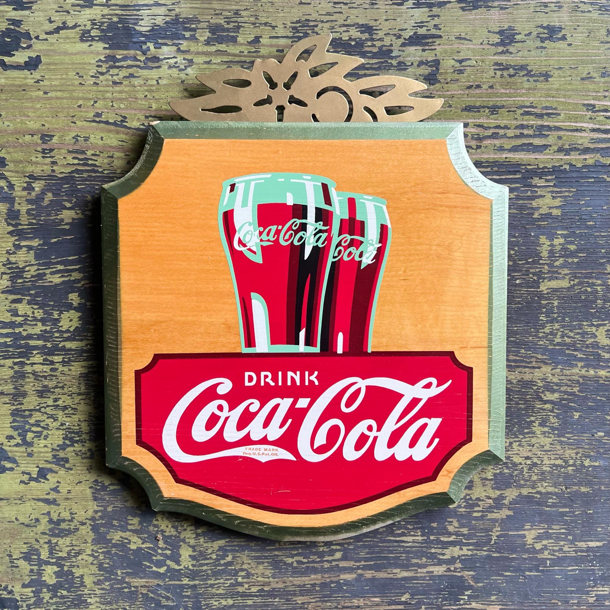 1950s Drink Coca-cola Advertising Sign | Painted Wood With