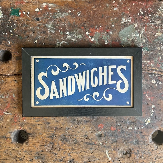 1920s “SANDWICHES” Restaurant Menu Advertising Sign • Original