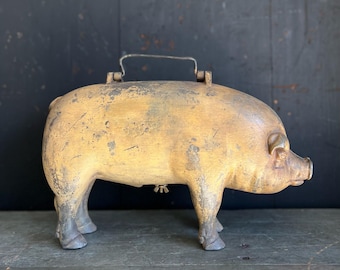 1930s Moorman Farm Feeds Cast Iron Pig Salesman Sample | Original Paint Three Dimensional Anatomical Farm Advertising Model.