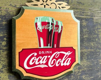 1950s Drink Coca-cola Advertising Sign | Painted Wood With