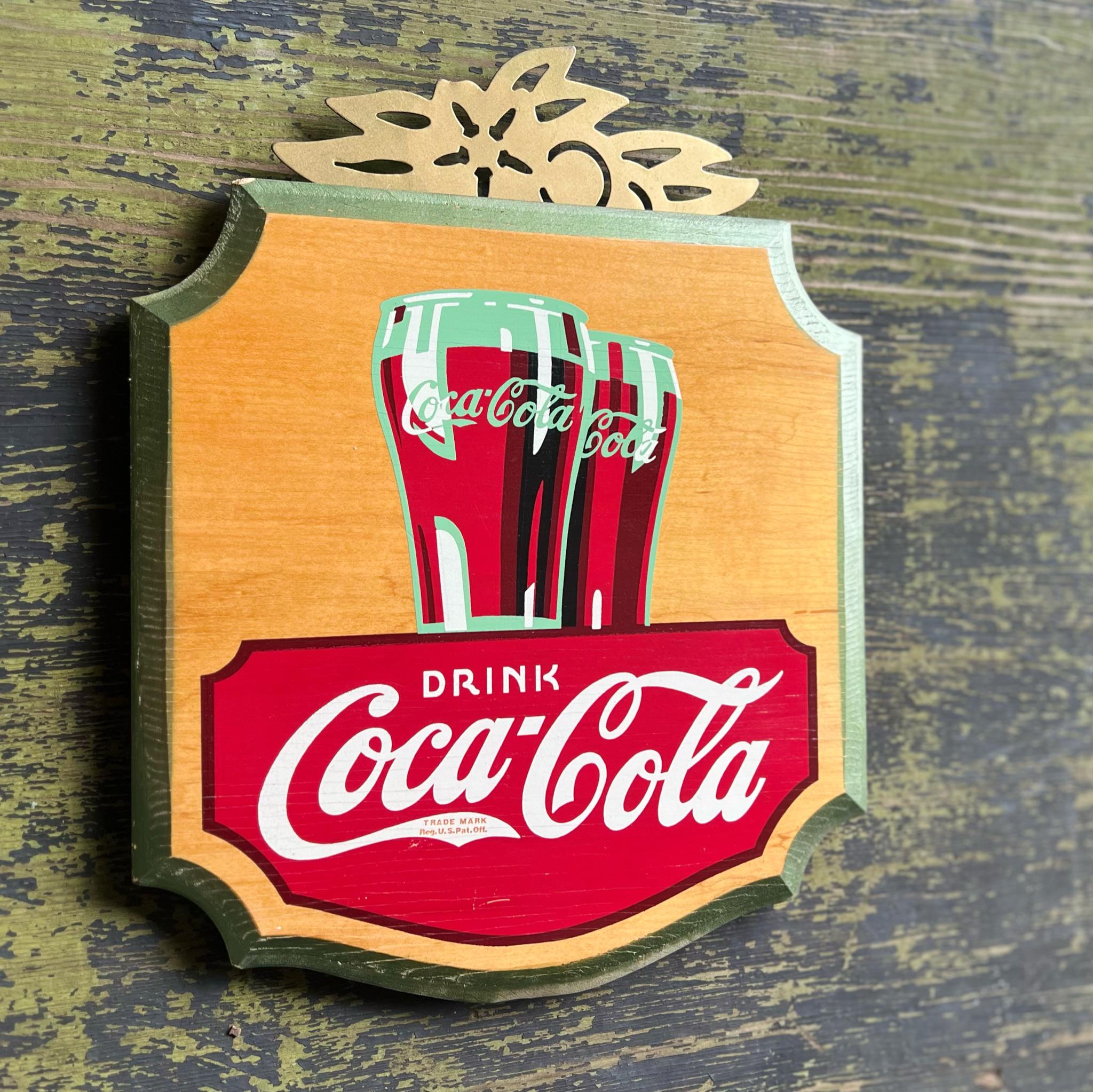 1950s Drink Coca-cola Advertising Sign | Painted Wood With