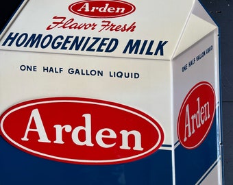 Original Arden Milk Embossed Tin Sign C. 1950's New Old