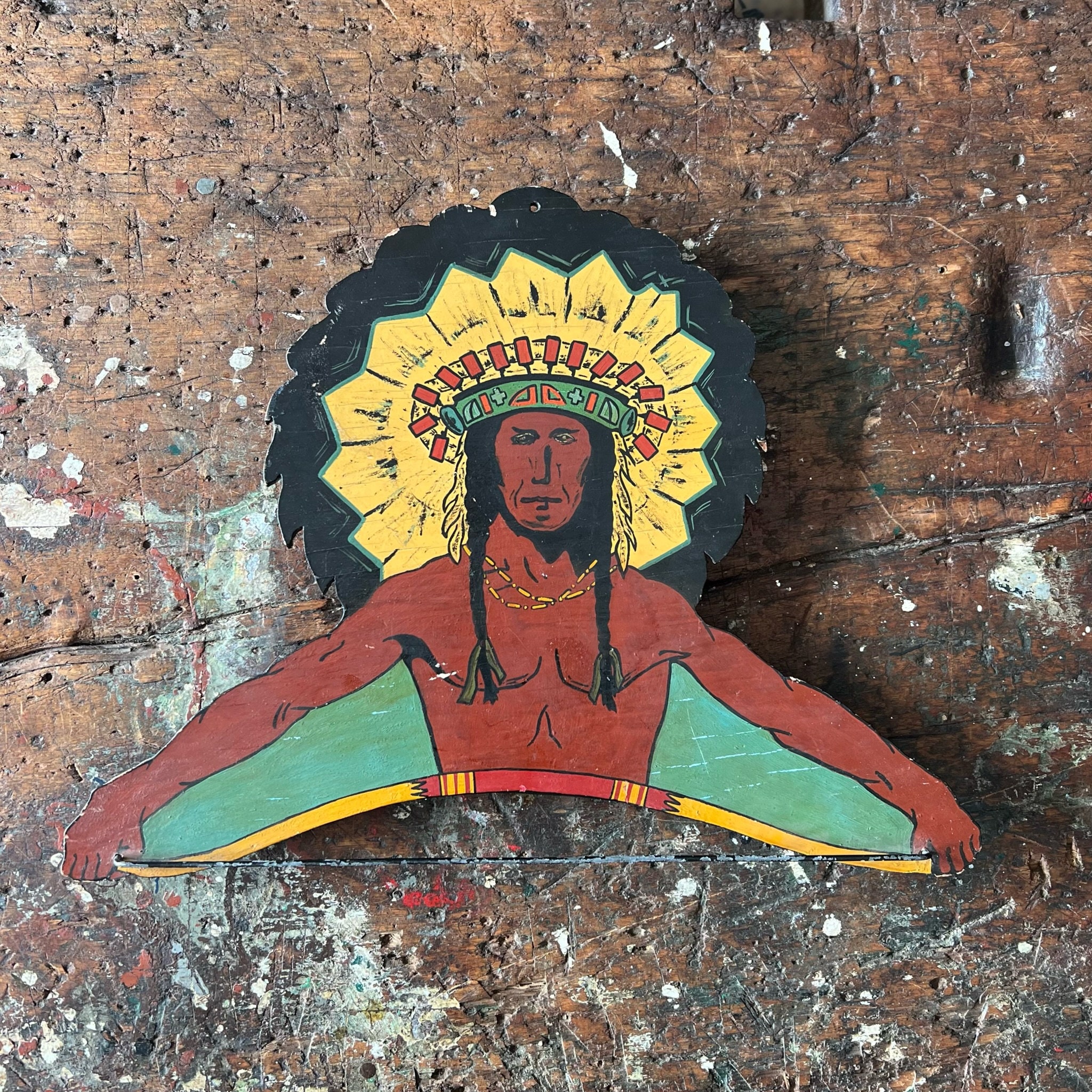 C. 1940's Hand Painted Wooden Native American Store Display Rack. Etsy