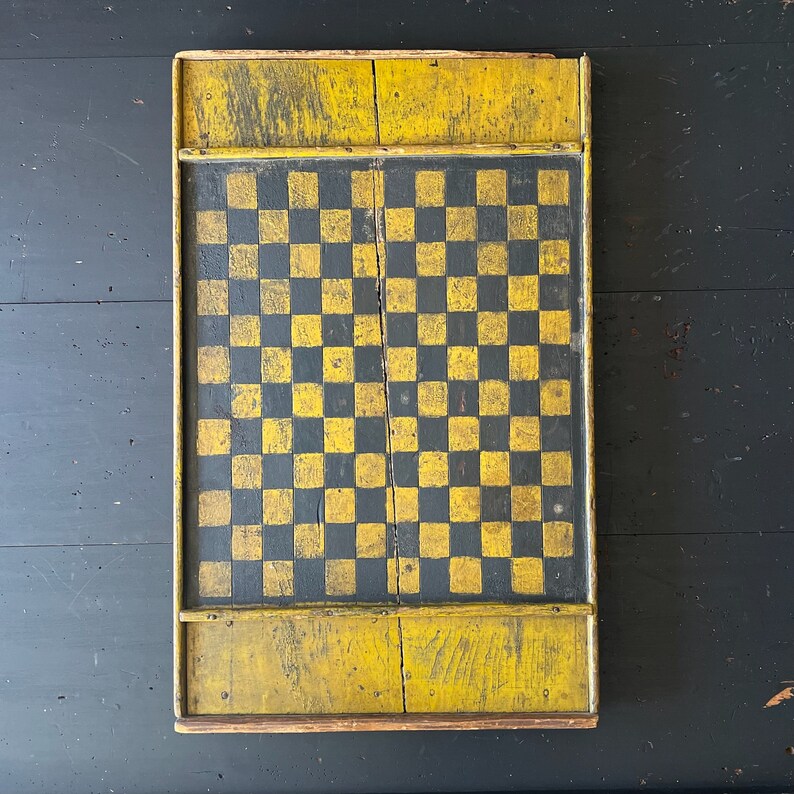 Original Hand Painted Folk Art Checker Game Board C. 1910's Original ...