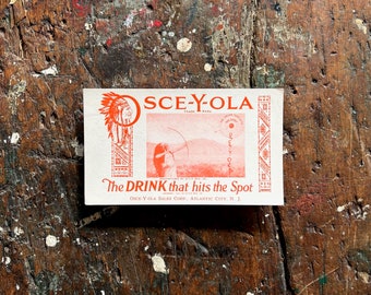 C. 1920's Oceyola Beverages Advertising Ink Blotter With Native American Graphic.