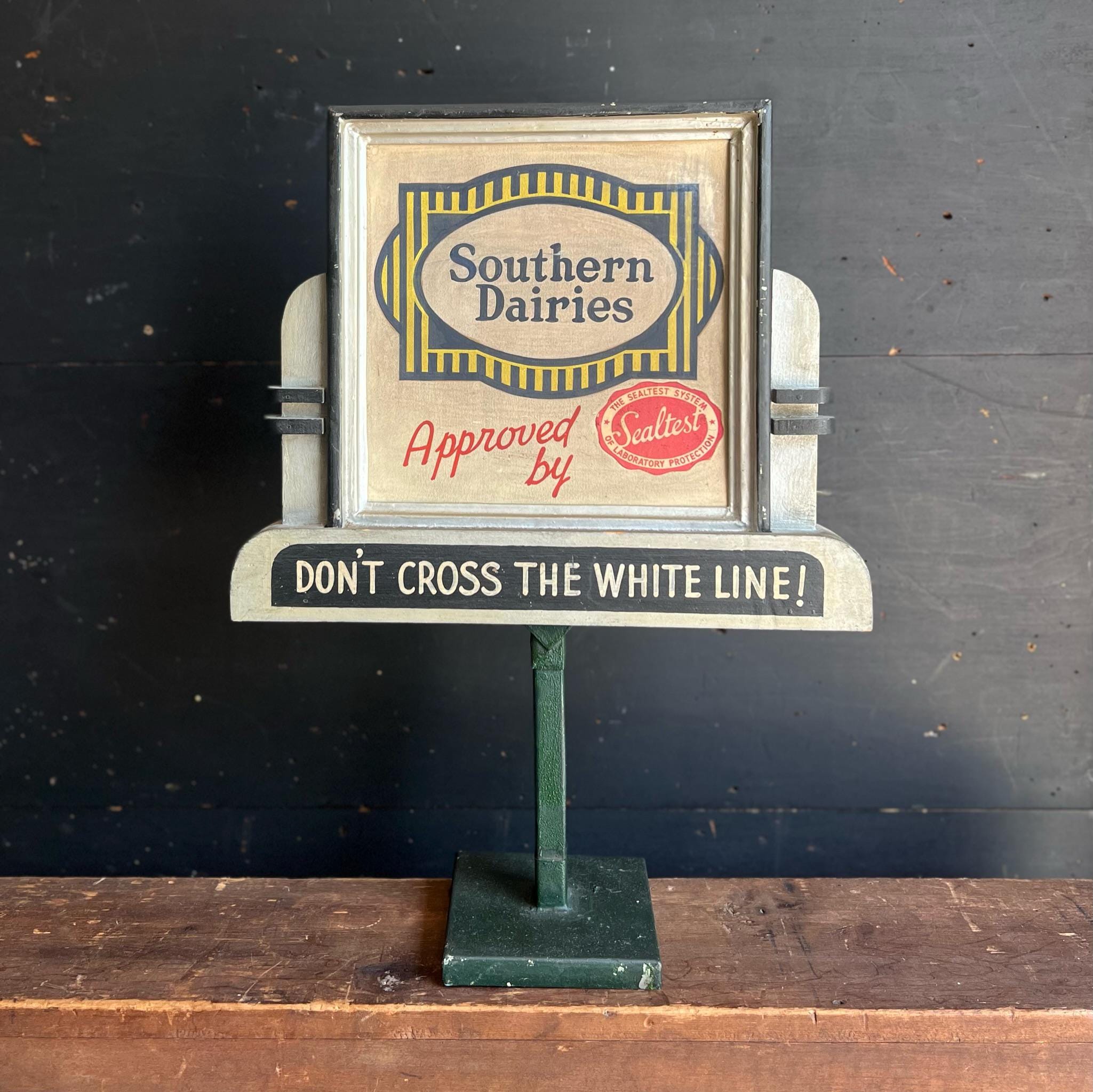 1950s Southern Dairies Sample Advertising Billboard • Hand Painted Salesman’s Sample Highway Sign  • Hagerstown, Maryland Display Sign