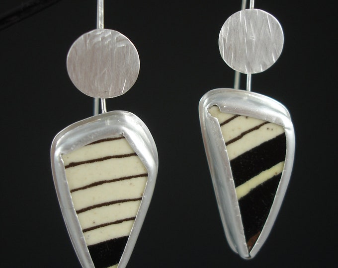 SALE Pottery Shard and Sterling Silver Dangle Earrings Etsy