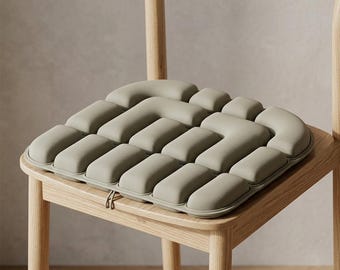 3D Pressure Air Chair seat Cushion | Office Chair Seat Cushion, Back Support Pad, Striped Chair Pad with Ties - Natural 100% cotton Fabric