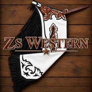 Läderchaps med 15 cm fransar | Handgjorda cowboychaps | Bearbetade läderrodeochaps | Westernridutrustning