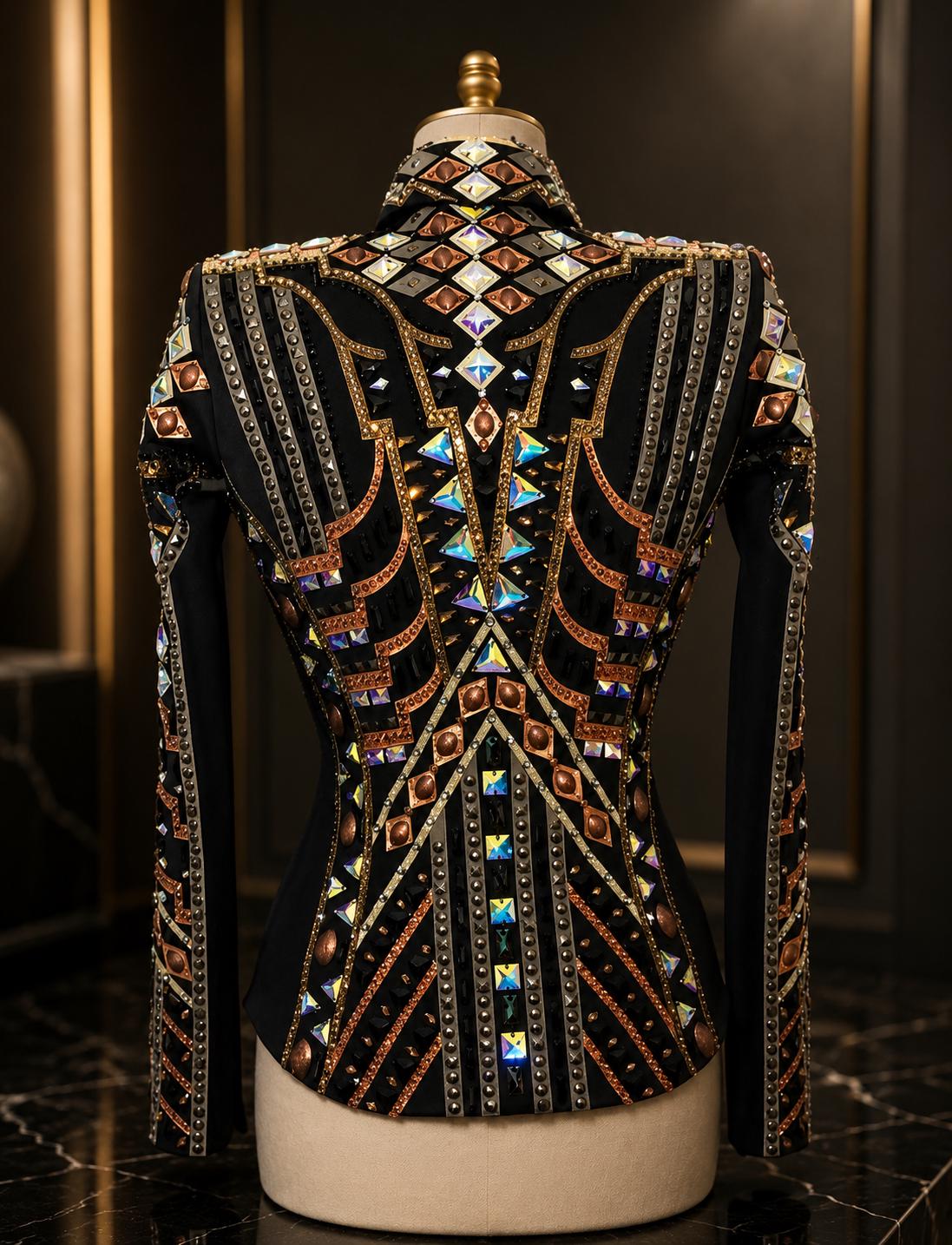 Black & Copper Western Show Jacket | Luxury Rhinestone Showmanship ...