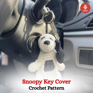 Snoopy Schlüsselanhänger Häkelanleitung PDF Snoopy Schlüsselhülle Gehäkelter Hund Amigurumi Hund Woodstock Süsser Schlüsselanhänger gehäkelt