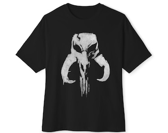 Camiseta extragrande de Punisher Mandalorian con calavera de Mythosaurio / Camiseta de Star Wars Bounty Hunter