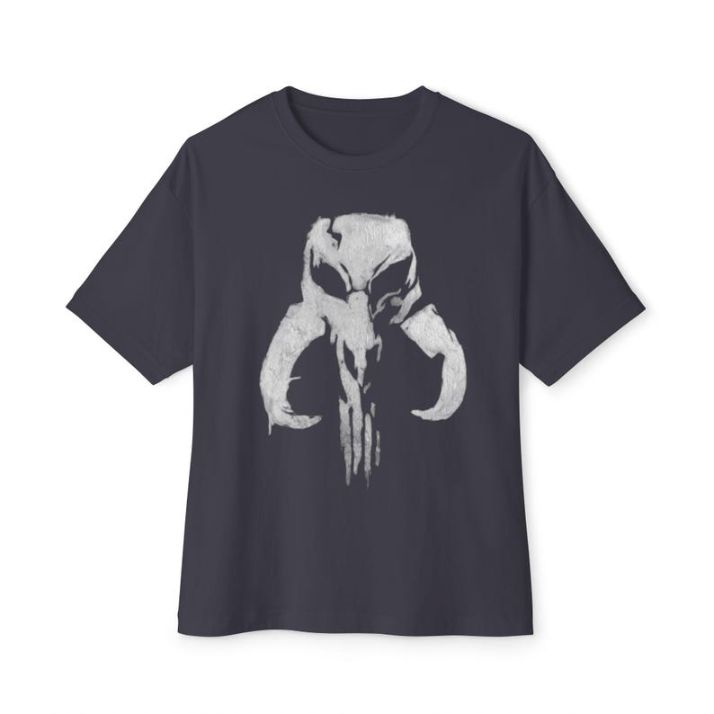 Oversized Punisher Mandalorian Mythosaur Skull Tee | Star Wars Bounty Hunter Shirt image 3