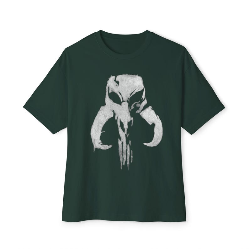 Oversized Punisher Mandalorian Mythosaur Skull Tee | Star Wars Bounty Hunter Shirt image 4