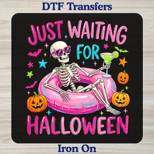 Skeleton Pool Float Halloween DTF Transfer Design (Iron On)
