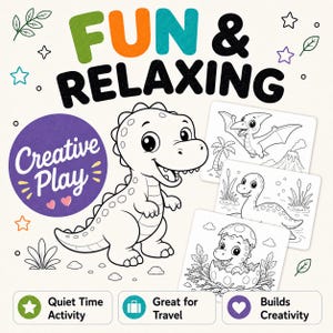Dinosaur Coloring Book for Kids: 50 Printable Coloring Pages PDF, Cute Kawaii Dinos, Ages 4-8 Activity image 8