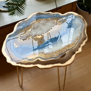 Custom order similar, Resin agate geode art or  make it a side table, choose leg colors, home, office, decor, natural luxury