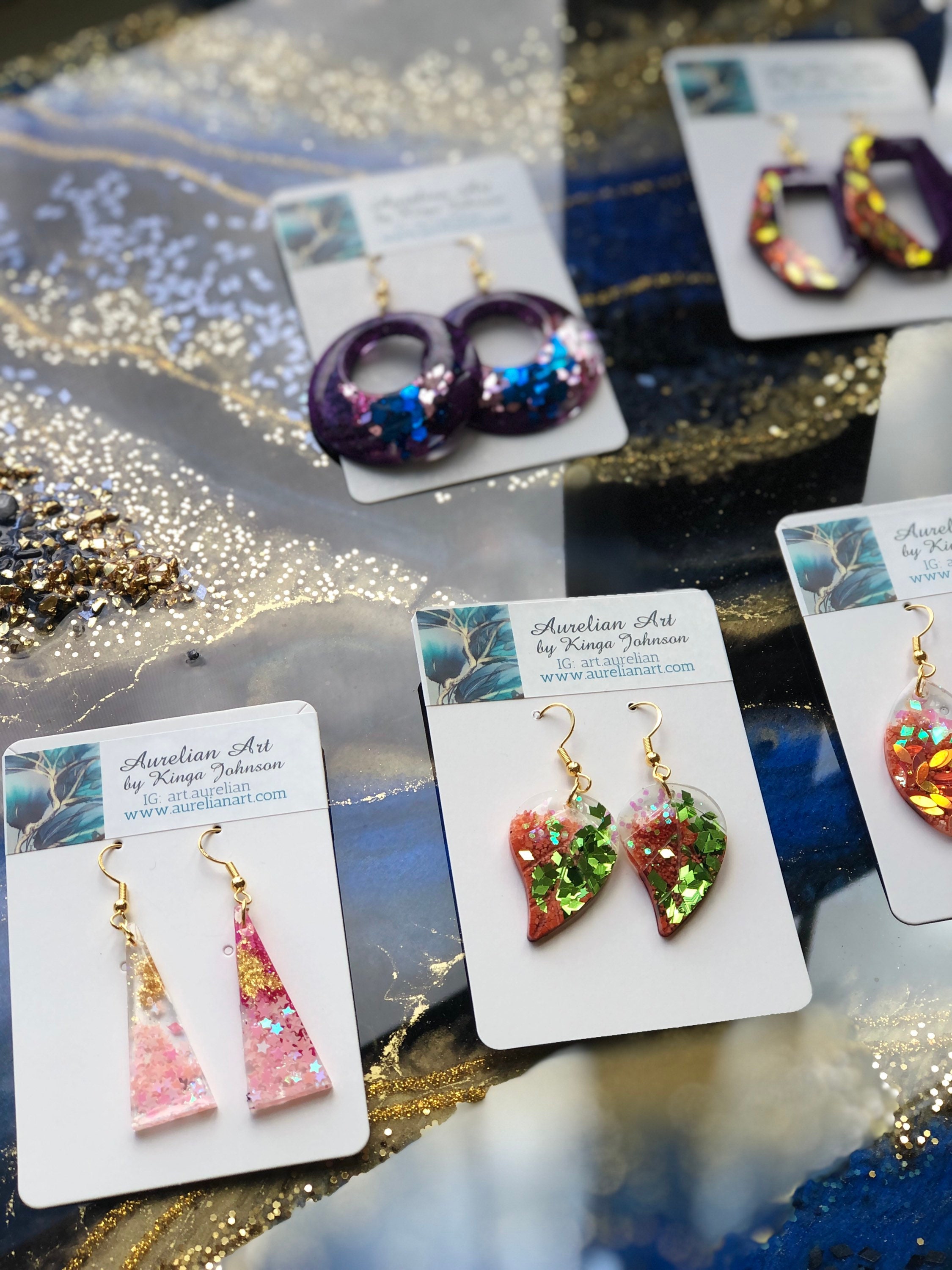Resin Glitter Earring Set Add to Your Order Ask for Color Etsy UK