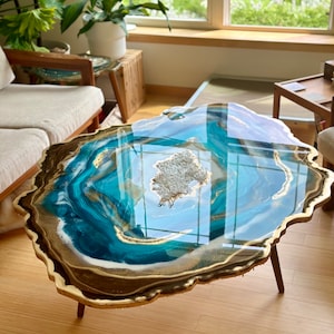 Custom order similar, Resin agate geode art or  make it a side table, choose leg colors, home, office, decor, natural luxury