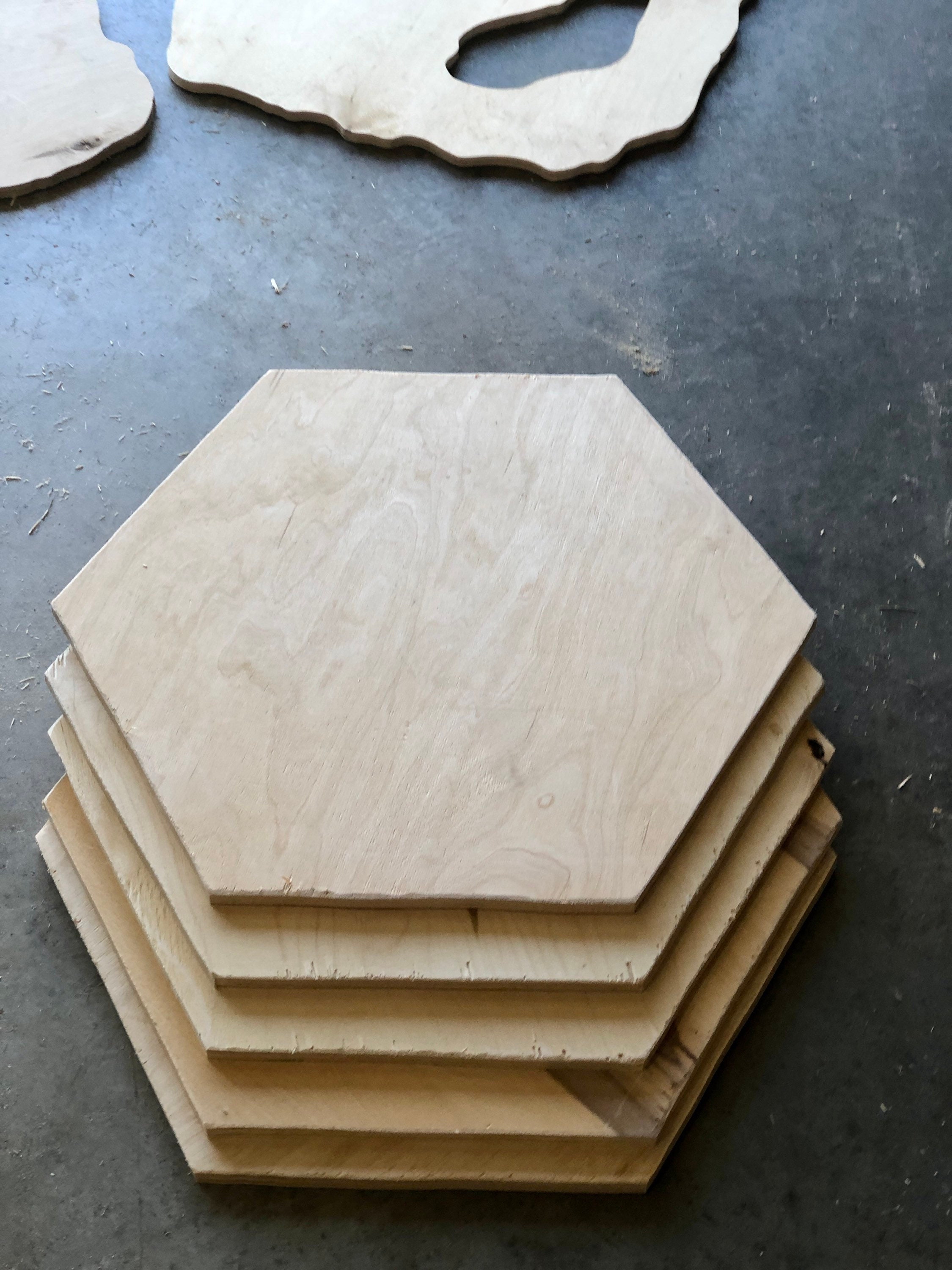 45 Pieces 3.5 x 3 Inch Unfinished Hexagon Wood Pieces Blank Wood Hexag –  WoodArtSupply