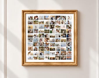 80 Minimalist Photo Collage Canva Template, Editable Photo Grid, Memory Wall Art, Digital Download