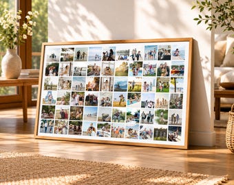 60 Photo Collage Template, Editable Family Memory Board, Canva Wall Art (Digital Download)