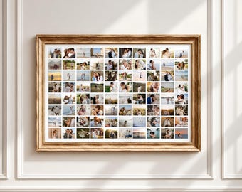 80 Photo Collage Canva Template, Photo Grid, Family Wedding Memory Wall Art (Digital Download)