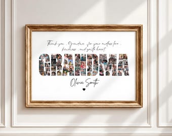 Personalized Grandma Gift Photo Collage Template, Editable Family Keepsake (Digital Download)