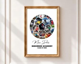 Soccer Ball Photo Collage Template, Personalized Sports Memory Print, Custom Team Gift (Digital Download)
