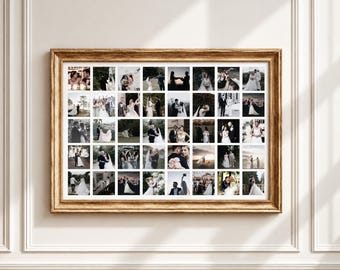 40 Photo Collage Canva Template, Picture Wall Art, Family Memory Poster, Wedding Photo Grid