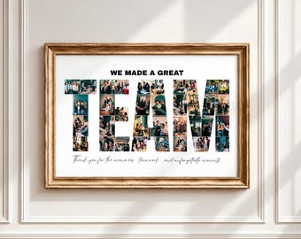 Team Photo Collage Canva Template, Editable Teamwork Memory, Employee Appreciation Gift, Farewell Team Board