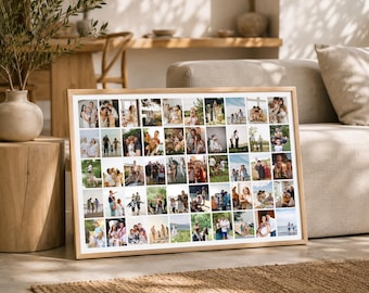 Editable 50 Photo Collage Template, Family Memory Board Poster, Picture Wall Art (Digital Download)