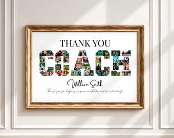 Coach Photo Collage Canva Template, Thank You Coach Gift, Sports Team Appreciation, Digital Download