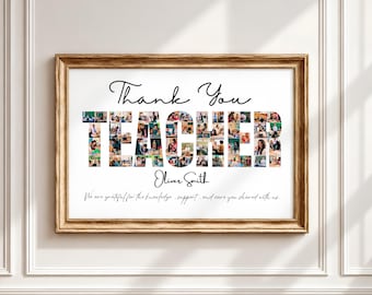 Editable Teacher Photo Collage Template Canva, Thank You Teacher Gift, Appreciation Poster, Digital Download