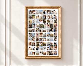 Editable 80 Photo Collage Canva Template, Family Picture Collage, Memory Wall Art, Digital Download