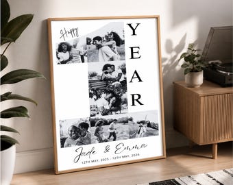 Editable 1st Anniversary Photo Collage Canva Template Poster, Couple Memory Print, First Anniversary Gift